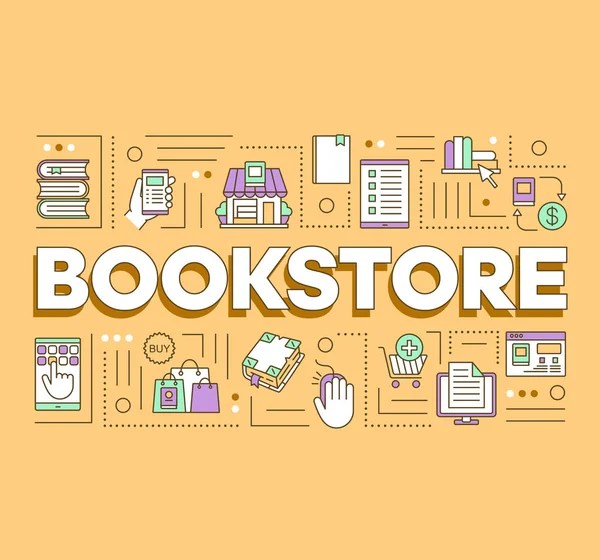Livraria Palavra Conceitos Banner Comprar Livros Online Apresentação Website Compras —  Vetores de Stock