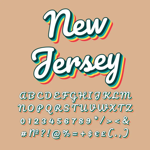 New Jersey Vintage Vector Lettering Retro Bold Font Italic Typeface — Stock Vector