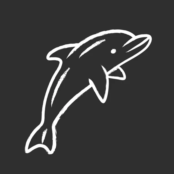 Ikona Křídy Delfínů Podmořský Svět Vysoce Inteligentní Vodní Stvoření Podvodní — Stockový vektor
