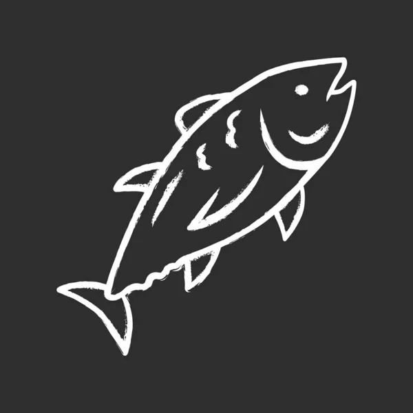 Tonfisk Krita Ikon Simning Marin Fisk Undervattens Invånare Makrill Fiske — Stock vektor