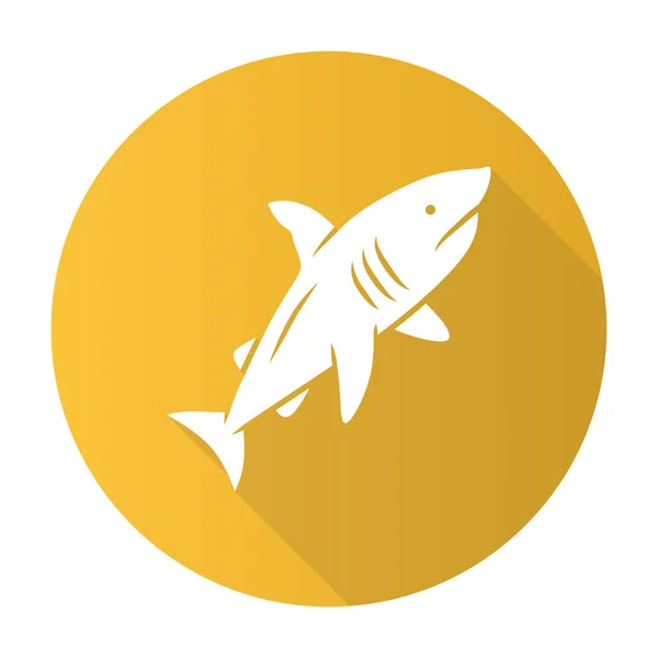 Cápa Sárga Lapos Kialakítás Hosszú Árnyék Karakterjel Ikon Veszélyes Óceáni — Stock Vector