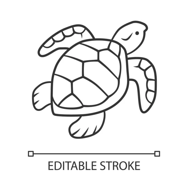 Lineáris Turtle Ikon Lassan Mozgó Hüllő Pikkelyes Héj Víziállat Úszás — Stock Vector