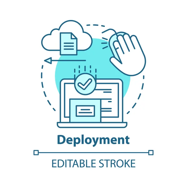 Значок Концепции Развертывания Передача Данных Прием Выпуск Продукции Тест Юзабилити — стоковый вектор