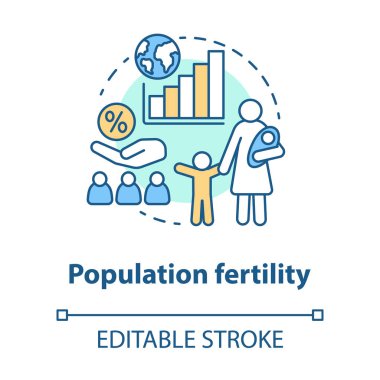 Population fertility concept icon. Birthrate idea thin line illustration. Birth control in different countries. Planned parenthood. Vector isolated outline drawing. Editable stroke clipart