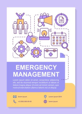 Acil durum yönetimi poster şablonu düzeni. Doğal afet. M