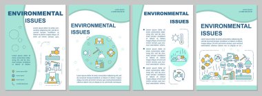 Çevre sorunları broşür şablonu. El ilanı, kitapçık, broşür baskı, doğrusal çizimler ile kapak tasarımı. Eko problemler. Dergiler için vektör sayfa düzenleri, yıllık raporlar, reklam afişleri