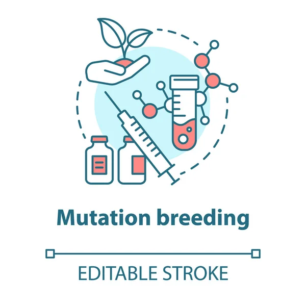 Icono del concepto de reproducción mutante. Bioingeniería y biotecnología idea delgada línea ilustración. Modificación genética y selección de plantas. Dibujo de contorno aislado vectorial. Carrera editable — Vector de stock