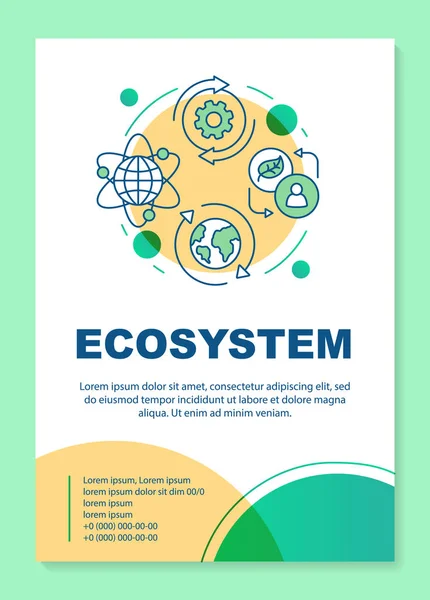 Diseño de plantilla de póster de ecosistema. Conservación ambiental. Ec. — Vector de stock