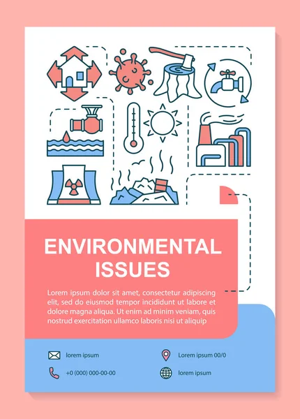 Problemas ambientales diseño de plantilla de póster. Problemas ecológicos — Archivo Imágenes Vectoriales
