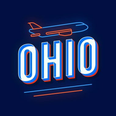Ohio vintage 3d vektör yazı. Retro kalın yazı tipi, yazı tipi ile