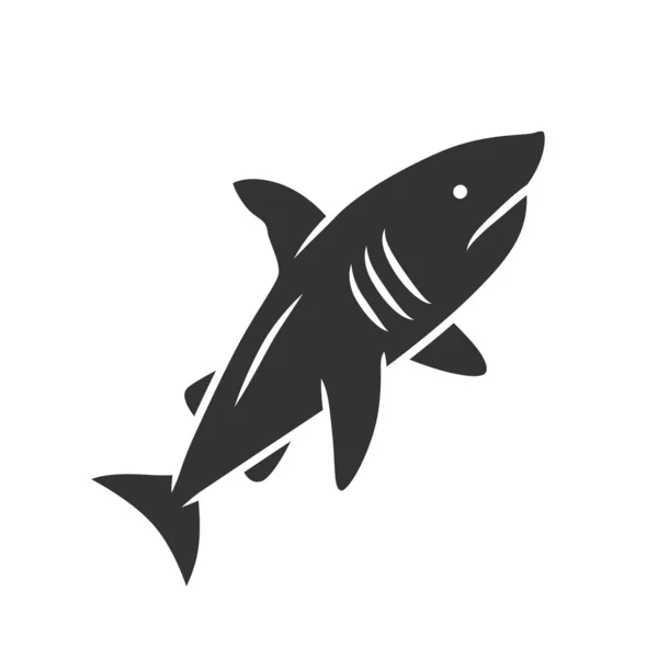 Shark Glyph-ikonen. Farliga havs rovdjur. Badfisk. Undervattens djur, hav djurliv. Marina faunan. Vild haj i akvarium. Siluettsymbol. Negativt utrymme. Vektor isolerad illustration — Stock vektor