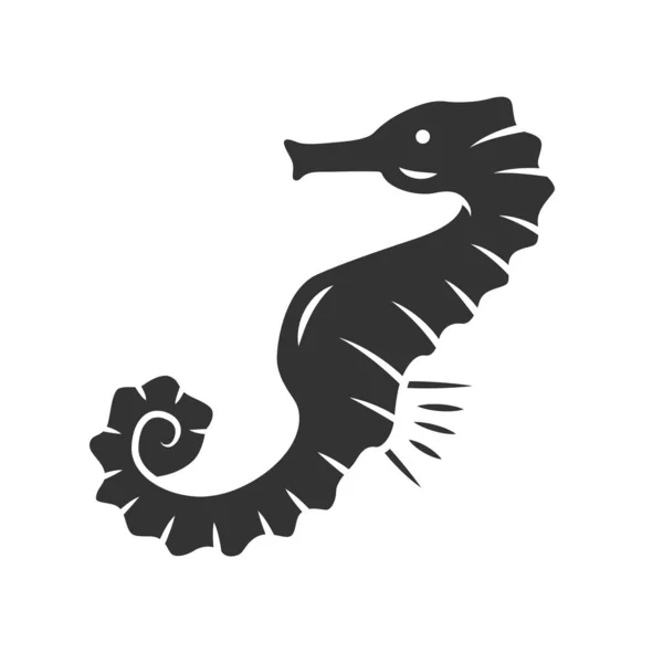 Glyphe hippocampe icône. Poisson marin exotique. Créature aquatique avec corps en forme de cheval. Animal d'aquarium. Organisme sous-marin. La faune marine. Symbole de silhouette. Espace négatif. Illustration vectorielle isolée — Image vectorielle
