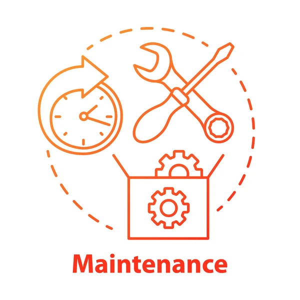 Ícone de conceito de manutenção. Oficina de 24 horas. Instalação do equipamento. Reparos. Apoio. Idéia do serviço da garantia ilustração fina da linha. Desenho de esboço isolado vetorial — Vetor de Stock