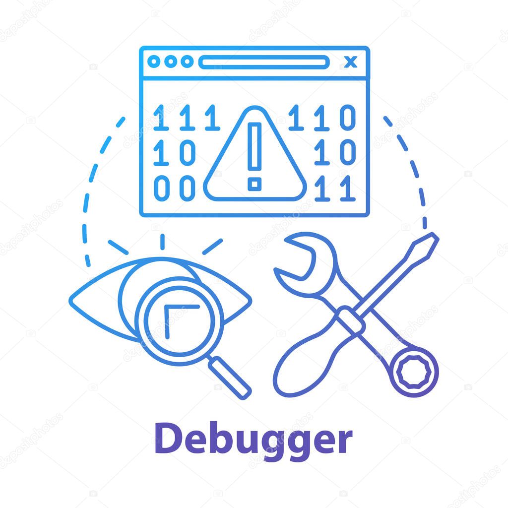 Debugger Concept Icon Debugging Tool Testing And Setting Software Computer Program Development Code Error Checking Idea Thin Line Illustration Vector Isolated Outline Drawing Premium Vector In Adobe Illustrator Ai Ai