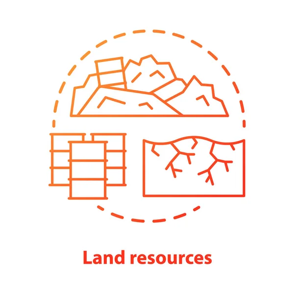 Land resources concept icon. Natural minerals usage idea thin line illustration in blue. Soil pollution and erosion, ecological disaster. Nature contamination. Vector isolated outline drawing — Stock Vector