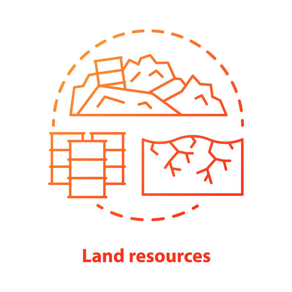 Land resources concept icon. Natural minerals usage idea thin line illustration in blue. Soil pollution and erosion, ecological disaster. Nature contamination. Vector isolated outline drawing