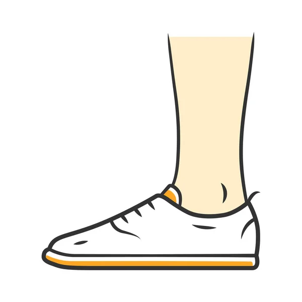 Entrenadores icono de color blanco. Mujeres y hombres diseño de calzado con estilo. Zapatillas casual unisex, modernas zapatillas de tenis cómodas. Otoño masculino y femenino, moda primaveral. Ilustración vectorial aislada — Archivo Imágenes Vectoriales