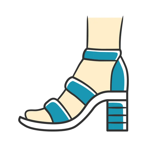 Bloquear tacones altos icono de color azul. Mujer elegante diseño de calzado . — Archivo Imágenes Vectoriales