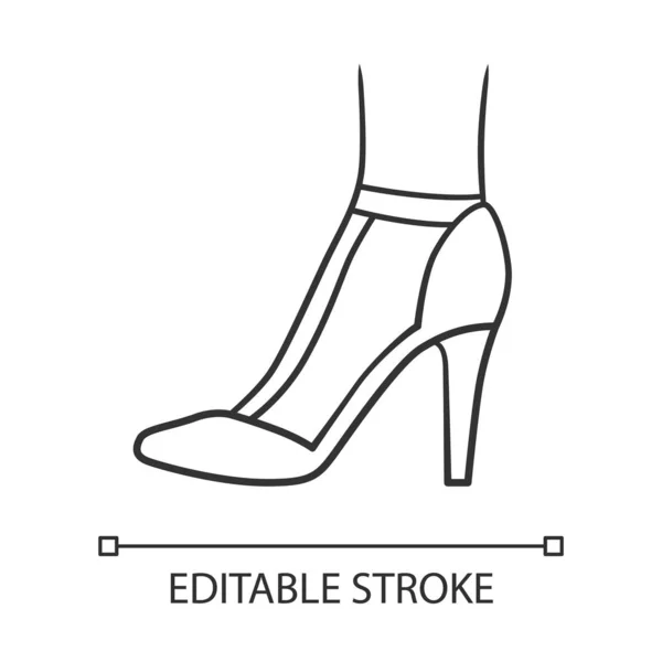 High Heels sind nicht zu schnallen. Frau stilvolle Retro-Schuhe Design. Freizeitschuhe für Frauen, Luxus-Stilettos. Schmalspur-Illustration. editierbarer Schlaganfall. Kontursymbol. Vektor isolierte Umrisszeichnung — Stockvektor