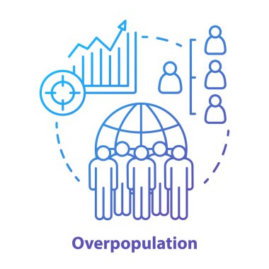 Overpopulation concept icon. Planet overcrowding idea thin line illustration in blue. Increasing number of people. Demographic problems in society. Lack of resources. Vector isolated outline drawing clipart