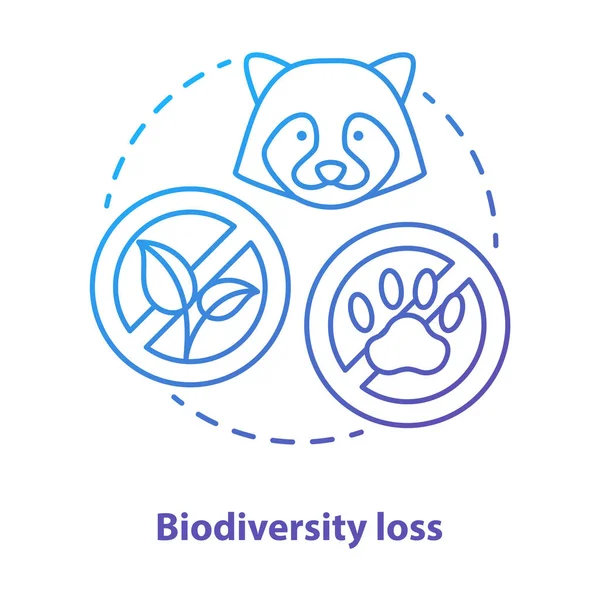 A biológiai sokféleség csökkenésének koncepciója ikon. Eltűnése növények és állatok bolygóról ötlet vékony vonal illusztráció gradiens kék. Fajok kihalása. A vektor izolált vázlatrajza — Stock Vector