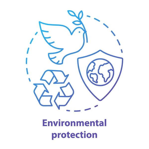 Environmental protection concept icon. Nature care idea thin line illustration in blue. Earth day. Keeping natural resources and wild life untouchable. Vector isolated outline drawing — Stock Vector