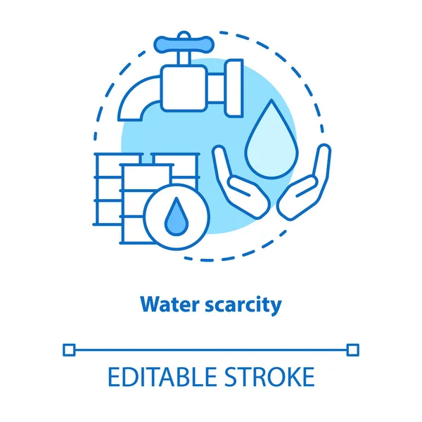 Icône concept de pénurie d'eau. Manque d'eau potable pure idée ligne mince illustration. Gestion des ressources et consommation rationnelle. Schéma vectoriel isolé. Course modifiable — Image vectorielle