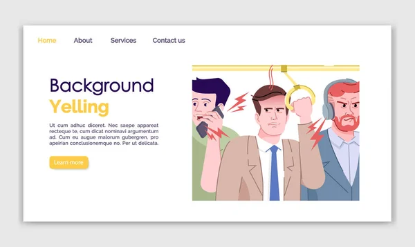 Bakgrund skriker landningssida vektor mall. Varje dag stress webbplats gränssnitt idé med platta illustrationer. Rush timme hemsida layout. Kollektivtrafik web banner, webbsida tecknad koncept — Stock vektor