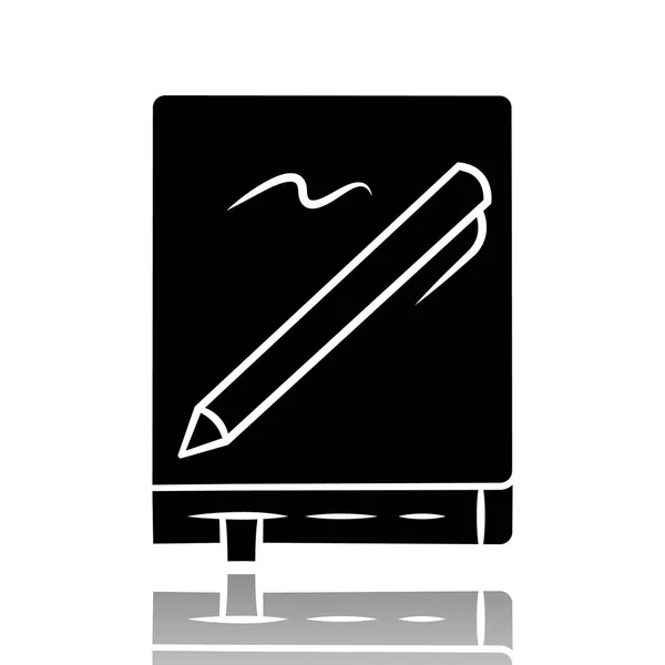 Σημειωματάριο με στυλό σταγόνα σκιά μαύρο glyph εικονίδιο. Σημειωματάριο, ημερολόγιο, σταθερό αντικείμενο. Κρατώντας σημειώσεις, να κάνουμε λίστα διοργανωτή. Σκίτσο, βιβλίο αντιγράφων, σχεδιαστής με σελιδοδείκτη. Απομονωμένη διανυσματική απεικόνιση — Διανυσματικό Αρχείο
