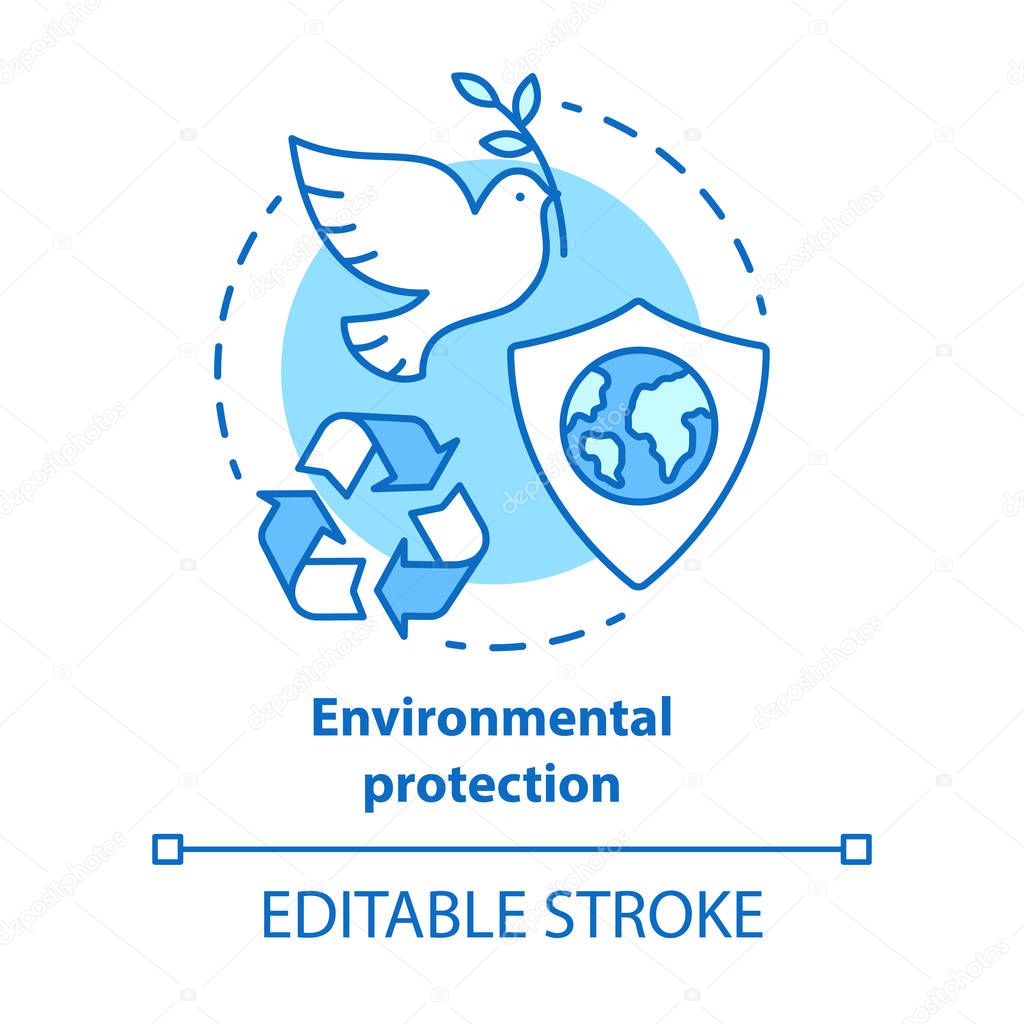 Environmental protection concept icon. Nature care idea thin line illustration. Earth day. Keeping natural resources and wild life untouchable. Vector isolated outline drawing. Editable stroke