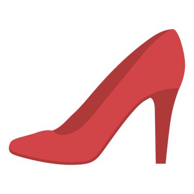 Stiletto ayakkabılar kırmızı düz renk ikonu. Kadınlar şık resmi ayakkabı tasarımları. Gündelik yüksek topuklu ayakkabılar, modern topuklu ayakkabılar. Moda ve şık giysi aksesuarları. Vektör silueti çizimi