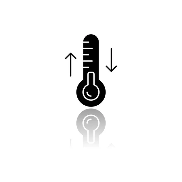 Thermodynamics drop shadow black glyph icon. Temperature fluctuations. Thermal effects. Heating and cooling physical processes. Thermometer measurement. Isolated vector illustration — Stock Vector