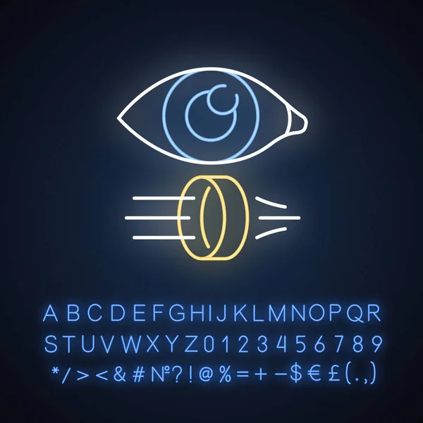 Optik Neonlicht-Ikone. Optometrie und Augenheilkunde wissenschaftliche R — Stockvektor