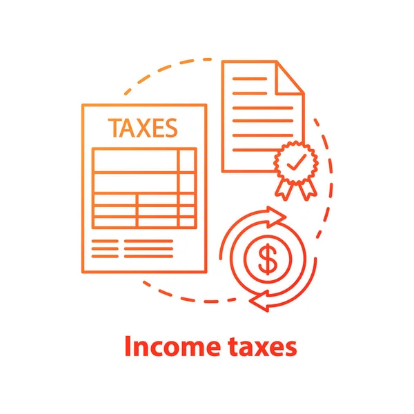 Φόροι εισοδήματος κόκκινο εικονίδιο έννοια. Καταβολή των εσόδων αμοιβή για την ιδέα του κρατικού προϋπολογισμού λεπτή γραμμή εικονογράφηση. Έγγραφο φορολογίας επιχειρήσεων. Φόρος επί των κερδών και των κερδών. Σχέδιο μεμονωμένου περιγράμματος διανύσματος — Διανυσματικό Αρχείο