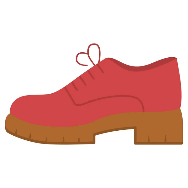 Chunky brogues red flat color icon. Women trendy oxford shoes side view. Stylish formal lace ups, elegant footwear design. Female fall, spring office wear fashion. Vector silhouette illustration — Stock vektor