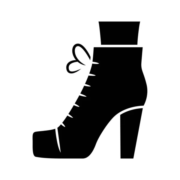 Mujer lita zapatos icono glifo. Vintage damas botas vista lateral. Tacones altos retro femeninos. Diseño de calzado para otoño y primavera. Símbolo de silueta. Espacio negativo. Ilustración aislada vectorial — Archivo Imágenes Vectoriales