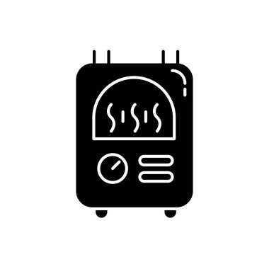 Merkezi ısıtma sembolü. Kamu hizmeti. Isı ekipmanı yapıyorum. Siluet sembolü. Boşluk yok. Vektör izole illüstrasyonu