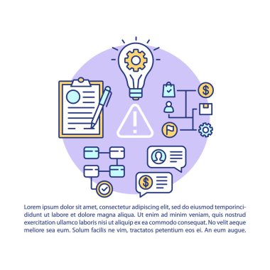 Scam şeması makale sayfası vektör şablonu. Dolandırıcılık stratejisi broşürü, doğrusal simgeli dergi tasarımı öğesi. Suç planı, yasadışı eylemler. Yazdırma tasarımı. İllüstrasyonları metinle kavra