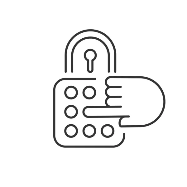 Combination lock linear icon. Password, code, safe padlock. Thin line contour symbols. Isolated vector outline illustration. Editable stroke — Stock Vector