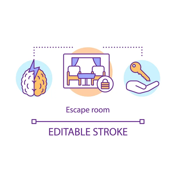 Ontsnappingsruimte concept icoon. Quest idee dunne lijn illustratie. Echte strategie spel. Logisch, rationeel denken. Op zoek naar uitweg, sleutel. Vector geïsoleerde schets tekening. Aanpasbare beroerte — Stockvector