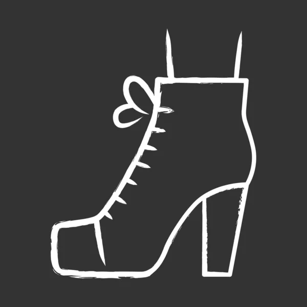 Mujer lita zapatos icono de tiza. Vintage damas botas vista lateral. Tacones altos retro femeninos. Diseño de calzado para otoño y primavera. Ropa, accesorio de ropa. Ilustración aislada de pizarra vectorial — Archivo Imágenes Vectoriales