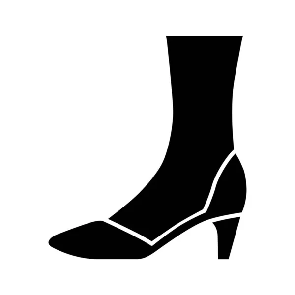 Icono de glifo de zapatos de corte. Mujer elegante diseño de calzado formal. Tacones de gatito apilados casuales femeninos, bombas modernas de lujo. Moda de oficina. Símbolo de silueta. Espacio negativo. Ilustración aislada vectorial — Archivo Imágenes Vectoriales