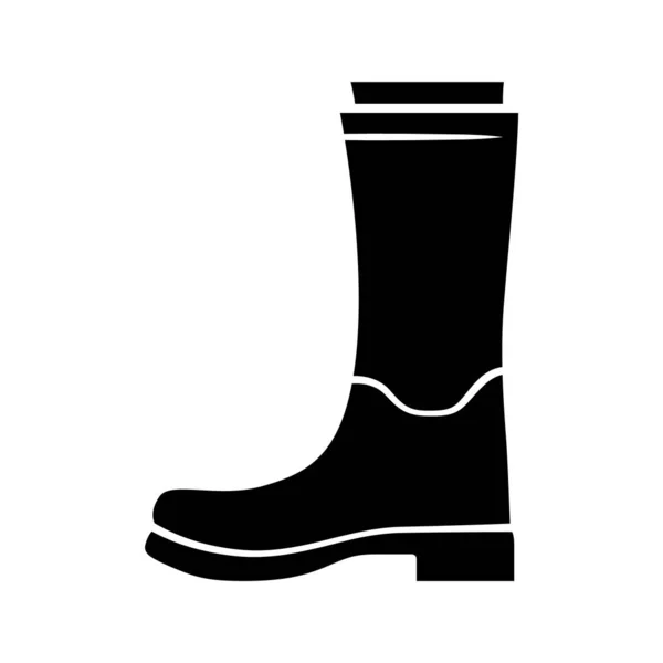 Kvinnor har glyf-ikoner. Gummistövlar till hösten, vårregnperioden. Unisex skodesign. Wellingtons, moderna bekväma skor. Silhuettsymbol. Negativt utrymme. Vektor isolerad illustration — Stock vektor