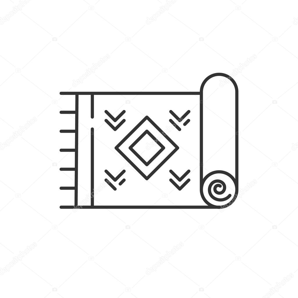 Home carpet linear icon. Cozy corridor, hallway, room floor rug. Interior design element. Textile item. Doormat, kilim. Thin line contour symbols. Isolated vector outline illustration. Editable stroke