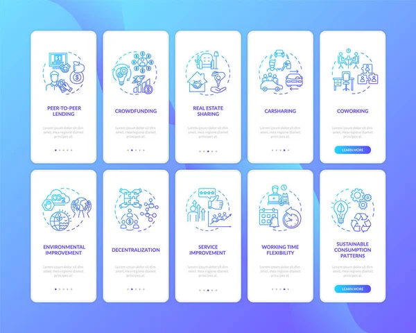 Gig Economy Boarding Mobile App Page Screen Conceptions Set 서비스 — 스톡 사진