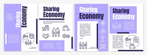 Sharing economy brochure template. Peer to peer services exchange flyer, booklet, leaflet print, cover design with linear icons. Vector layouts for magazines, annual reports, advertising posters