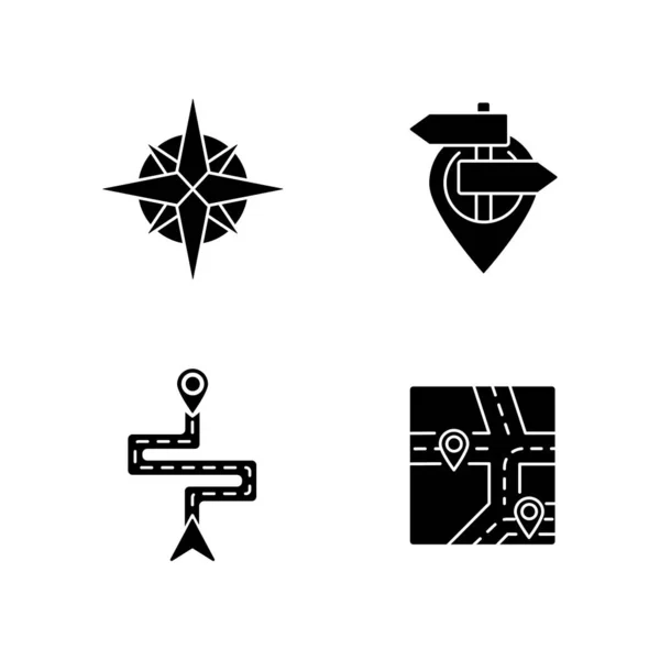 Навигационные Черные Иконки Установленные Белом Пространстве Современные Символы Сухопутного Морского — стоковое фото