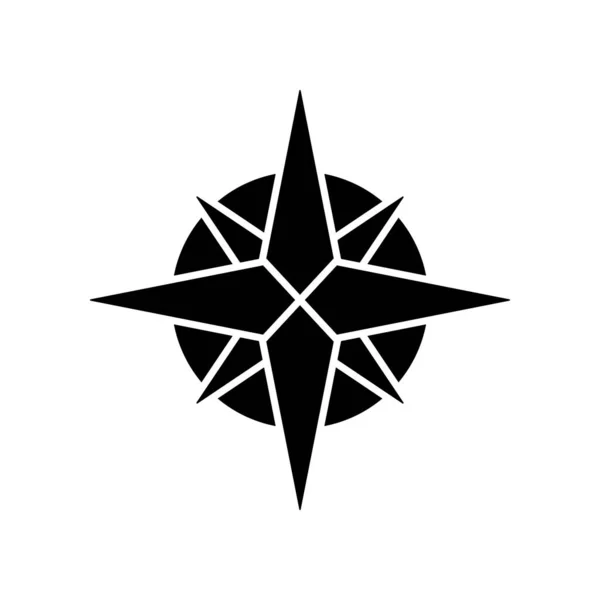 Символ Розы Ветров Чёрный Глиф Традиционный Символ Силуэта Морской Навигации — стоковое фото