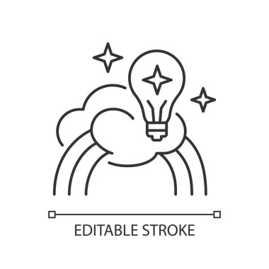 İlham pikseli mükemmel doğrusal simge. Merakımı cezbetti. Sanatçının hayal gücü. İnce çizgi özelleştirilebilir illüstrasyon. Contour sembolü. Vektör izole çizim. Düzenlenebilir vuruş