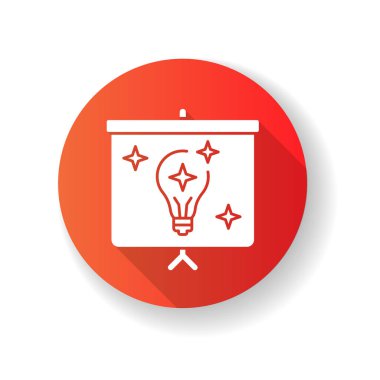 Kırmızı düz dizayn, uzun gölge simgesi gösteriliyor. Yenilikçi fikrin kurumsal sunumu. Reklam panosunda iş görevi. Sonuç kesinleşti. Siluet RGB renk çizimi